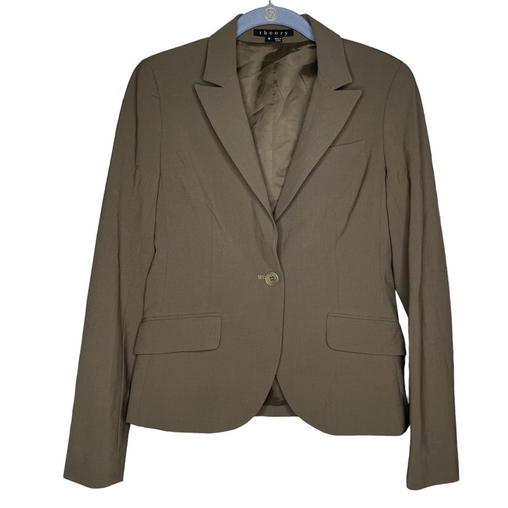 theory blazer jacket Hayward chocolate brown women’s size 0 wool blend career